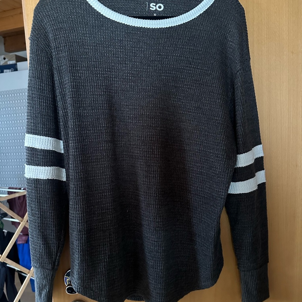 SO Black and White Striped Long Sleeve Top